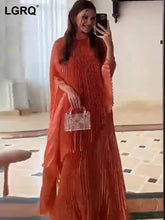 Fashionable Chiffon Pullover Cape Batwing Sleeve Big Size Dresses