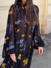 Lady Lantern Sleeve See Through Lace Up Party Dresses