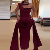 Sexy Slanted Shoulder Beading Decoration Dresses