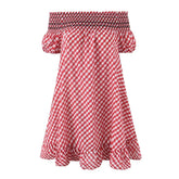Sexy Off Shoulder Vintage Plaid Dresses