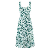 Summer Green Dot Print Midi Dresses