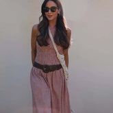 Summer O Neck Sleeveless Vintage Casual Plaid Dresses Fit And Flare Summer Midi Long Dresses Female Vestidos