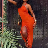 Ladies Sexy Hollow Out Sleeveless Long Dresses