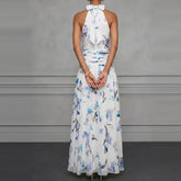 Female Casual Vacation Party Dresses Halter Sleeveless High Waist Bohemian Dresses