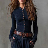 Autumn Button High Waist Commuting Dresses