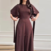 Polka Dot Printed Short Sleeved Commuting Dresses