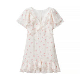 Sweet Floral Print Ruffle Mini Dresses