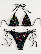 Sequins Halter Bikini Two-pieces Bikini Set Strappy