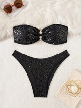 Sequins Shiny Bling Bandeau Bikini Two-pieces Bikini Set
