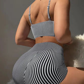 Backless Stripe Bikini Swimsuit Trendy Crossbody Swimwear Corset Two Piece Swimsuitsuit