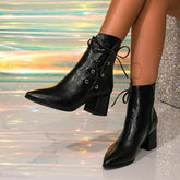 Sexy Pointed Toe Lace Up High Heel Ankle Boots