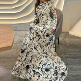Elegant Floral Print Robe Dresses