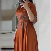 Rhinestone Solid Color Autumn Dresses