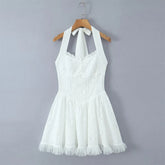 Sexy Backless Halter White Mini Dresses