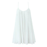 Sexy Backless White Sling Mini Dresses V Neck Back Zipper Loose Summer Short Dresses Holiday Beach Robe