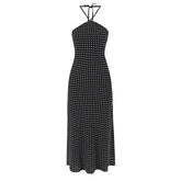 Sexy Backless Halter Polka Dot Dresses For Summer Holiday Pencil Dresses