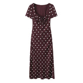 Vintage Elegant Polka Dot Dresses Short Sleeve A-line Midi Summer Dresses