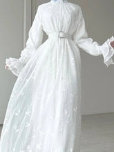 Bell Sleeve White Chiffon Dresses