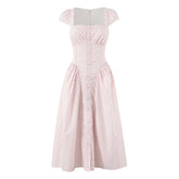 Gentle Elegant Light Pink Plaid Dresses