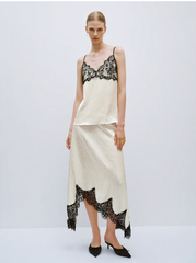 Lace Trimmed Satin Wrap Skirt