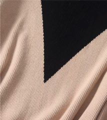 Color Block Mock Neck Fitted Knit Top