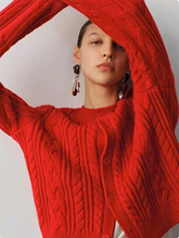 Embroidered Crew Neck Knit Top