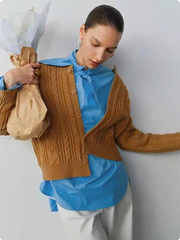 Embroidered Crew Neck Knit Top