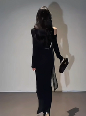 Mesh Paneled Cold-Shoulder Bodysuit