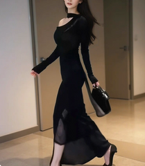 Mesh Paneled Cold-Shoulder Bodysuit