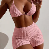 Solid Color Swimming Suit Corset Bikini Swimsuit Two Piece Bathing Suit