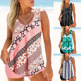 Tankini Set Floral Print Swimwear Modest Swim & Bikini Top Retro Two-Piece Bathing Suit