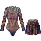 Купальник Long Sleeve UV Protection Swimsuit Bikini Set & Short Modest Swimwear Cover Up Two Pieces