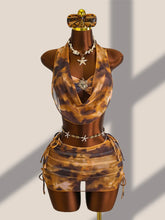 Tie Dye With Halter Cover Up Bikini Four-pieces Bikini Set