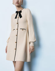 Bow Décor Crew Neck Knitted Dress