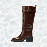Unique Belt Buckle Decoration Knee Boots