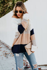 Cream Stripe Knit Sweater
