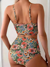 Vintage Printed Bikini Ruched Top & Cheeky Bottom Y2K Swimsuit Floral Bathing Suitwear