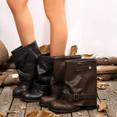 Winter Belt Buckle Retro Leg Boots