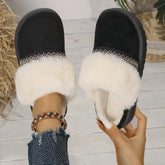 Casual Cotton half slippers Suede Fur Chelsea Ankle Boots