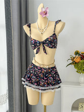 With Floral Flower Bikini Three-pieces Bikini Set