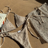 glitter bikini Sets three pieces with perspective mini halter string swimsuit bathing suit biquini