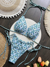 All Over Printed Tie-Front Halter Micro Bikini Set Two-Piece Swimsuit Lace Up Thongs Swimwear 2025