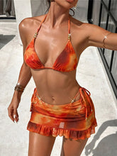 XS - L With Tie Dye Halter Bikini Three-pieces Bikini Set