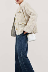 Tweed Crew Neck Pocket Teddy Jacket