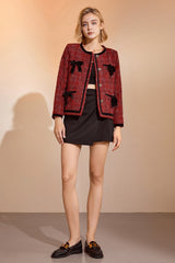 Finlay Fire Brick Bow Textured Jacket Set