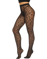 Two Pack High Waist Ultra Thin Leopard Print Sheer Tights Pantyhose