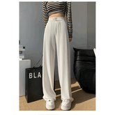 Beige High-Waisted Straight Slacks
