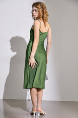 Norah Dark Green Slip Midi Dress