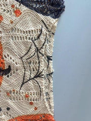 Halloween Pumpkin Print Long Sleeve Knit Top