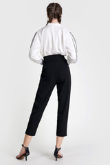 Black Ring Detail Straight Leg Suit Pants